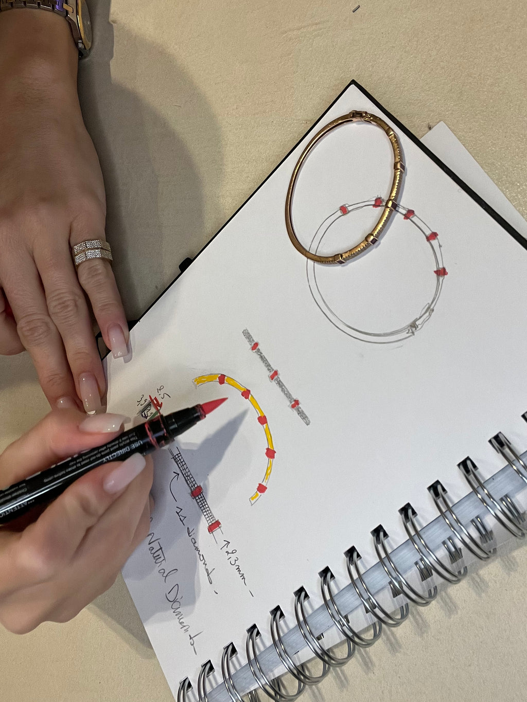 BAR LINE - Bangle with Rubis