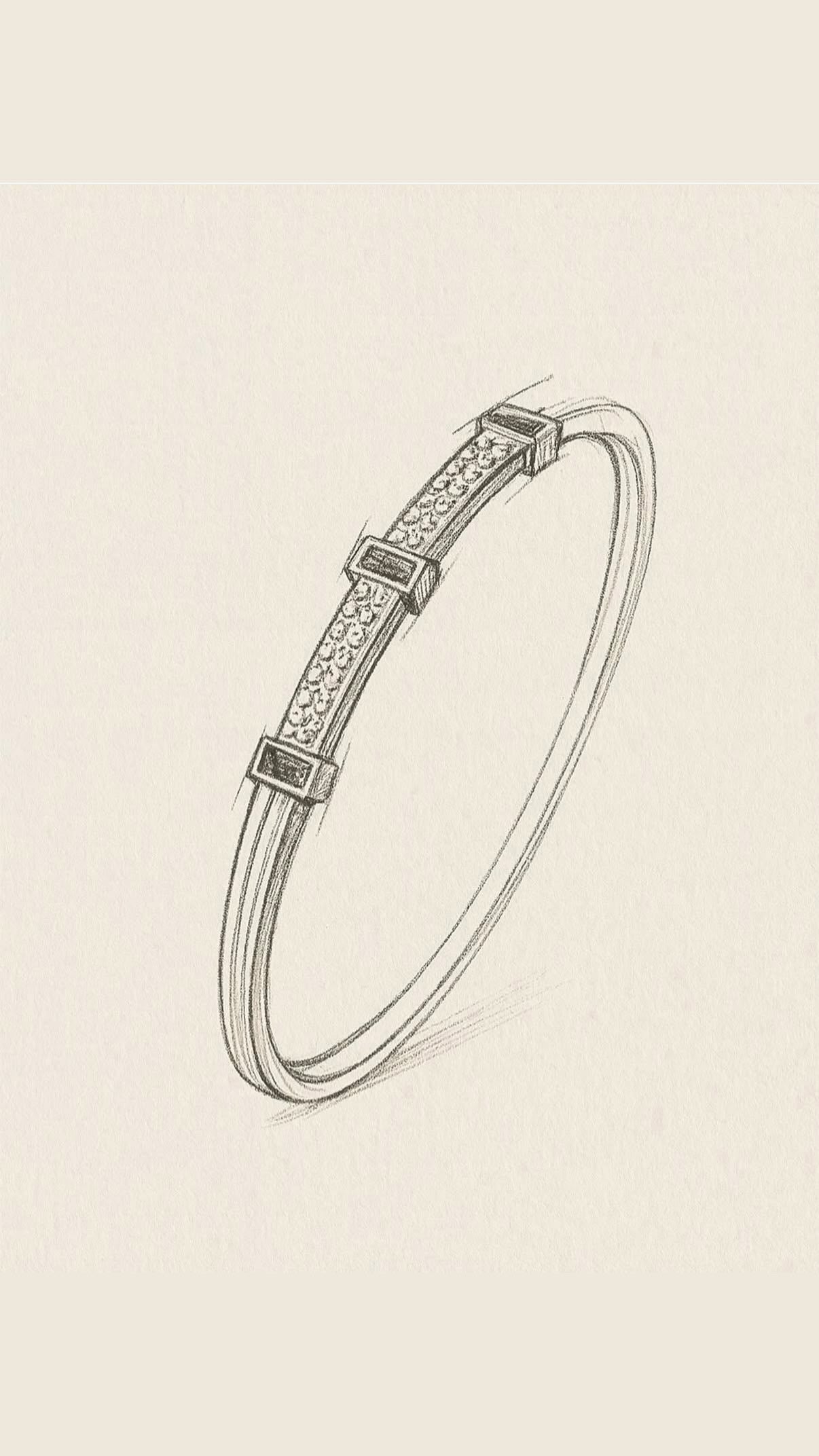 BAR LINE - Bangle with Rubis